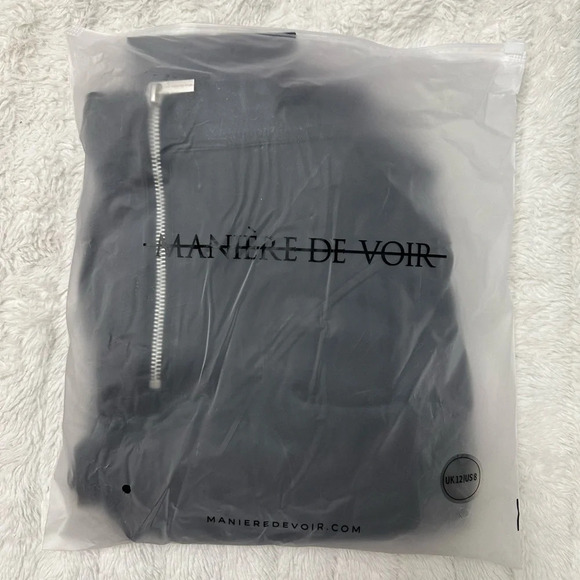 MANIERE DE VOIR - Tacked Vegan Leather Flared Trousers in Black - Picture 8 of 14